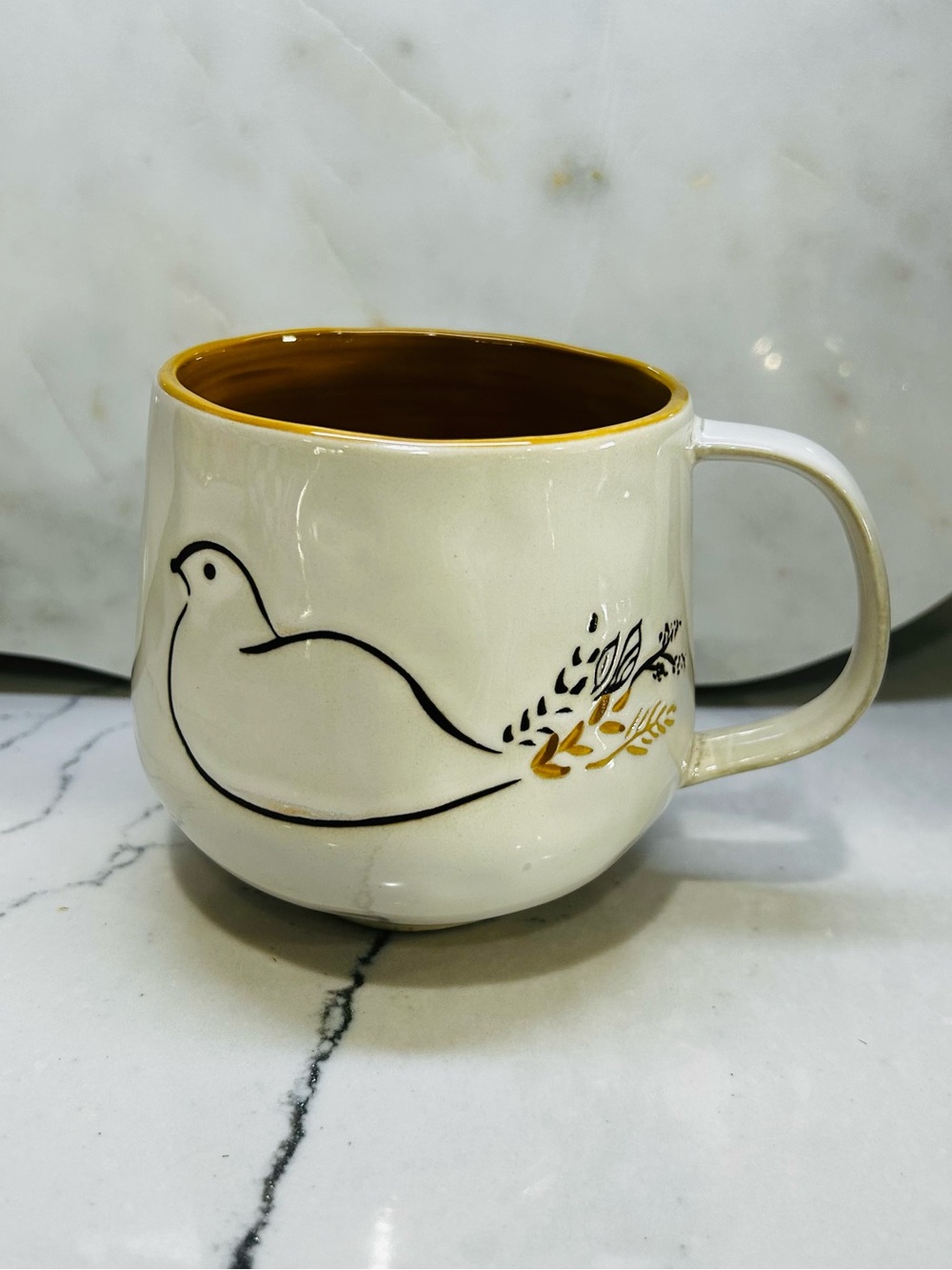 Anthropologie Cream Dove Mug